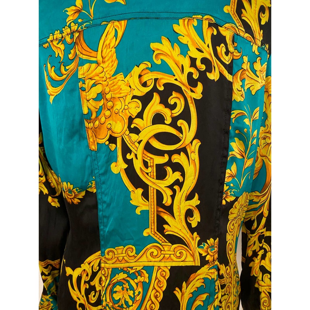 Cache Teal Black and Gold Baroque Print Blouse - Picture 6 of 7